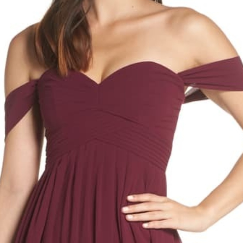 Lulus Convertible Neckline Chiffon Gown (Burgundy)